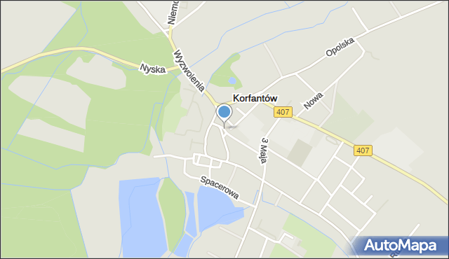 Korfantów, Plac Wolności, mapa Korfantów