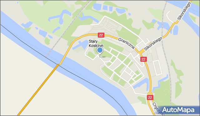 Kostrzyn nad Odrą, Plac Zamkowy, mapa Kostrzyn nad Odrą