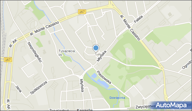 Koszalin, Plac Kilińskiego Jana, płk., mapa Koszalina