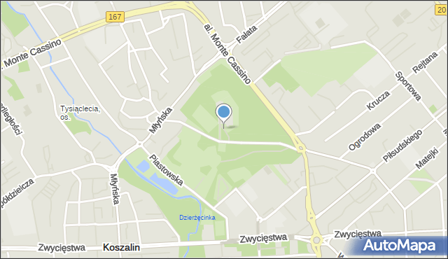 Koszalin, Plac Polonii, mapa Koszalina