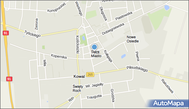 Kowal, Plac Rejtana, mapa Kowal