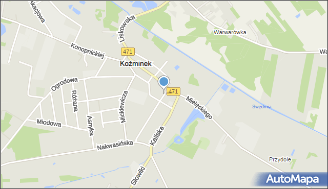 Koźminek powiat kaliski, Plac Wolności, mapa Koźminek powiat kaliski