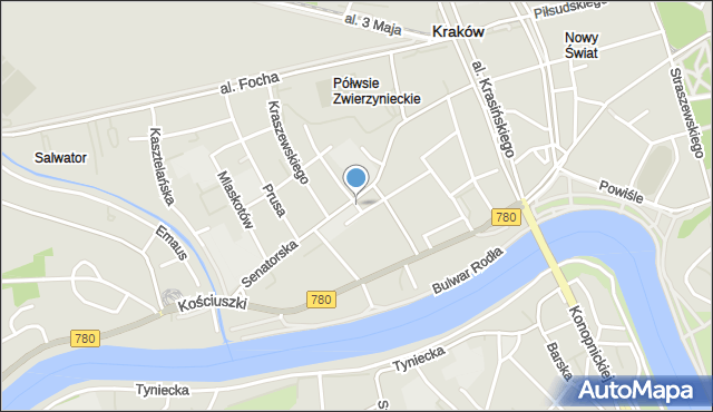 Kraków, Plac Na Stawach, mapa Krakowa
