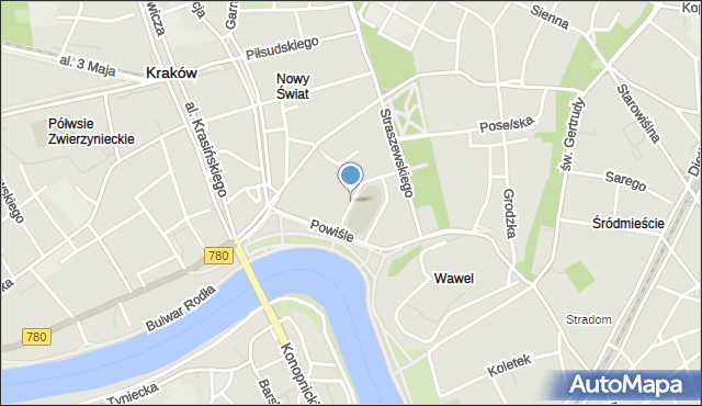Kraków, Plac Na Groblach, mapa Krakowa