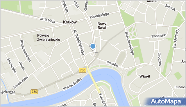 Kraków, Plac Kossaka Juliusza, mapa Krakowa