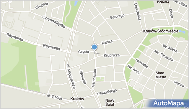 Kraków, Plac Kuznowicza Mieczysława, ks., mapa Krakowa