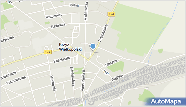 Krzyż Wielkopolski, Plac Zwycięstwa, mapa Krzyż Wielkopolski