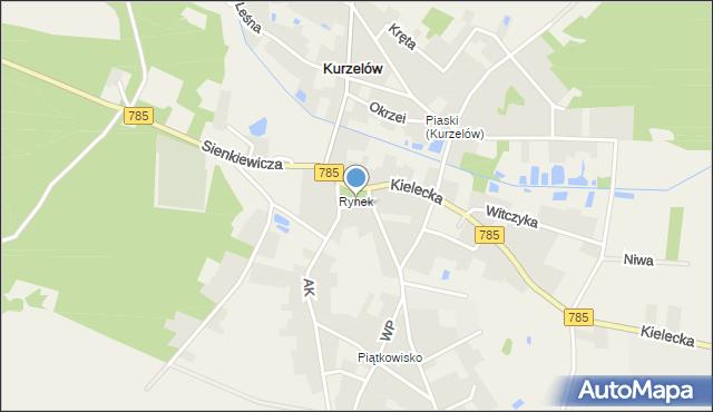 Kurzelów, Plac 1 Maja, mapa Kurzelów