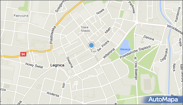 Legnica, Plac Katedralny, mapa Legnicy