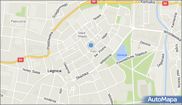 Legnica, Plac Powstańców Wielkopolskich, mapa Legnicy