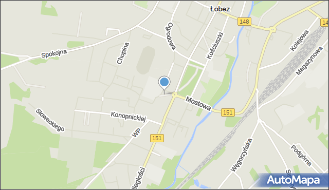 Łobez, Plac Lotników, mapa Łobez