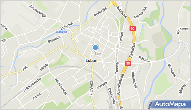 Lubań, Plac Okrzei Stefana, mapa Lubań