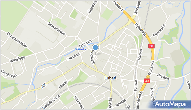 Lubań, Plac Strażacki, mapa Lubań