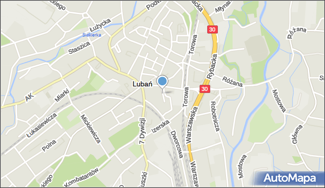 Lubań, Plac Szarych Szeregów, mapa Lubań