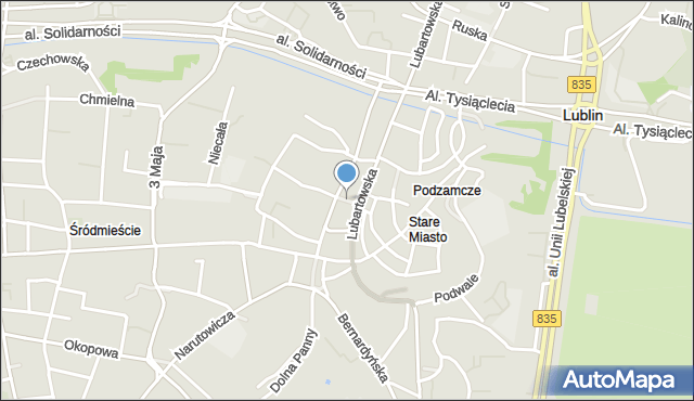 Lublin, Plac Ofiar Getta, mapa Lublina