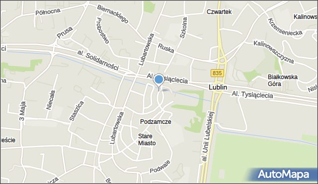 Lublin, Plac Zamkowy, mapa Lublina