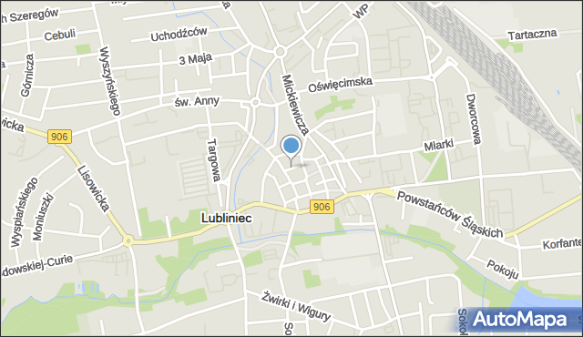 Lubliniec, Plac Cichy, mapa Lubliniec