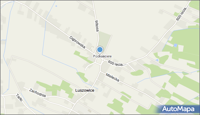 Luszowice gmina Radgoszcz, Plac św. Józefa, mapa Luszowice gmina Radgoszcz