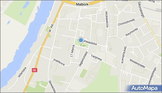 Malbork, Plac 3 Maja, mapa Malborka