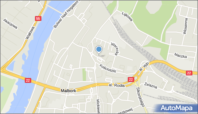 Malbork, Plac Narutowicza Gabriela, mapa Malborka