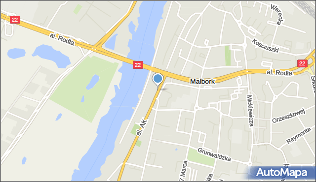 Malbork, Plac Słowiański, mapa Malborka