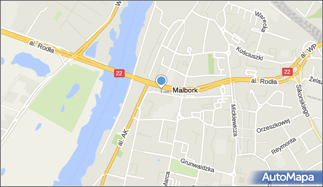 Malbork, Plac Wolności, mapa Malborka