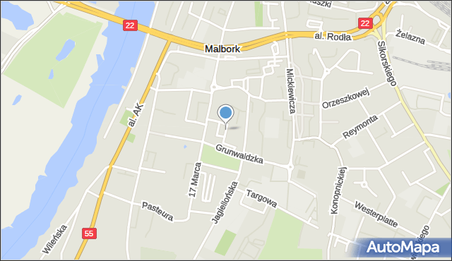 Malbork, Plac Zamenhofa Ludwika, mapa Malborka