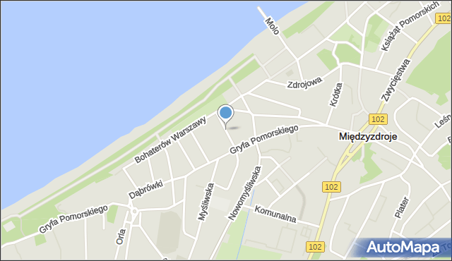 Międzyzdroje, Plażowa, mapa Międzyzdroje