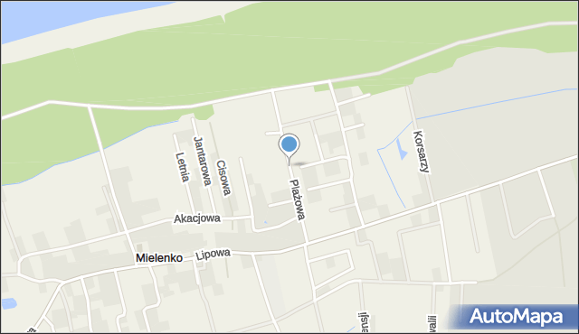 Mielenko gmina Mielno, Plażowa, mapa Mielenko gmina Mielno