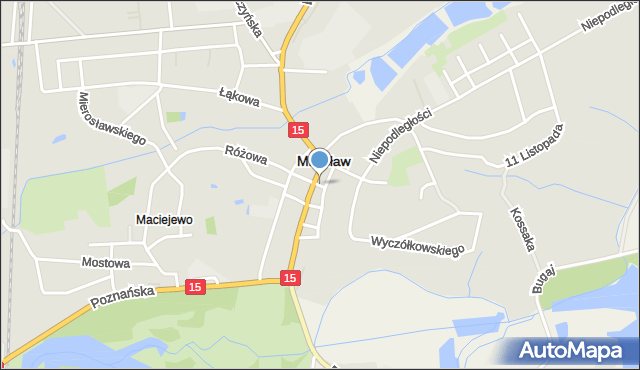 Miłosław powiat wrzesiński, Plac Wiosny Ludów, mapa Miłosław powiat wrzesiński