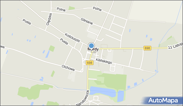 Mordy, Plac Zwycięstwa, mapa Mordy