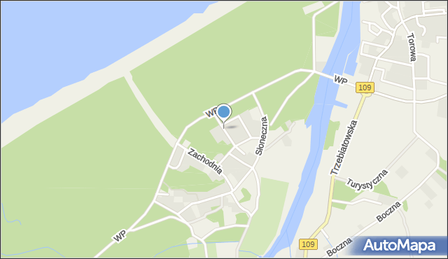 Mrzeżyno, Plażowa, mapa Mrzeżyno