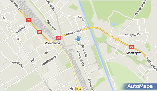 Mysłowice, Plac Wolności, mapa Mysłowice