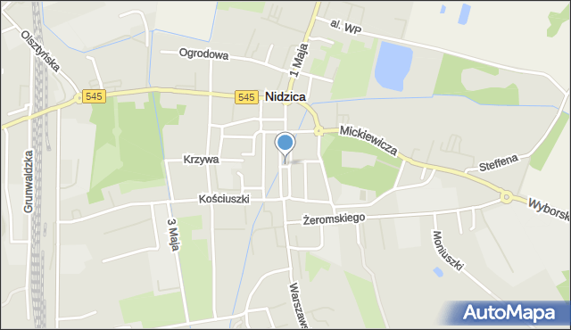 Nidzica, Plac Wolności, mapa Nidzica