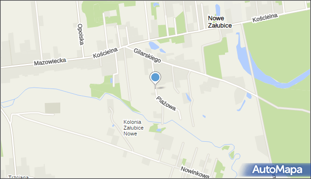 Nowe Załubice, Plażowa, mapa Nowe Załubice