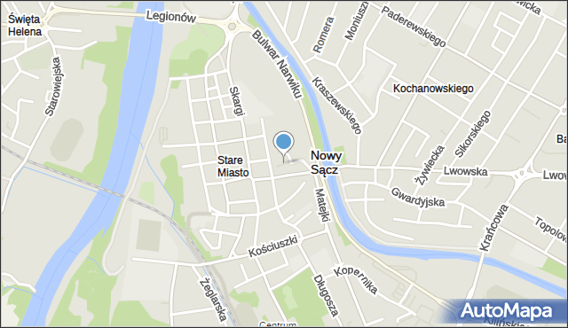 Nowy Sącz, Plac Kolegiacki, mapa Nowego Sącza