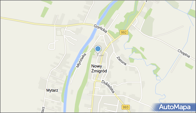 Nowy Żmigród, Plac Zamkowy, mapa Nowy Żmigród