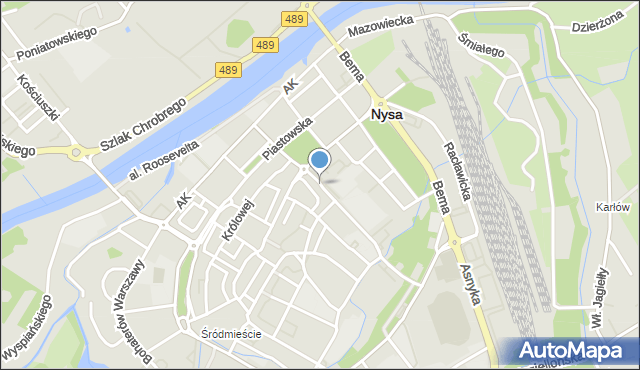 Nysa, Plac Jana Pawła II, mapa Nysy