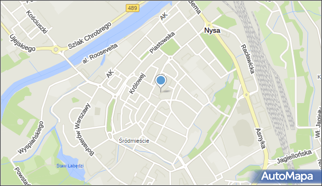 Nysa, Plac Katedralny, mapa Nysy