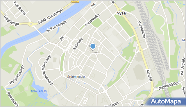 Nysa, Plac Kościelny, mapa Nysy