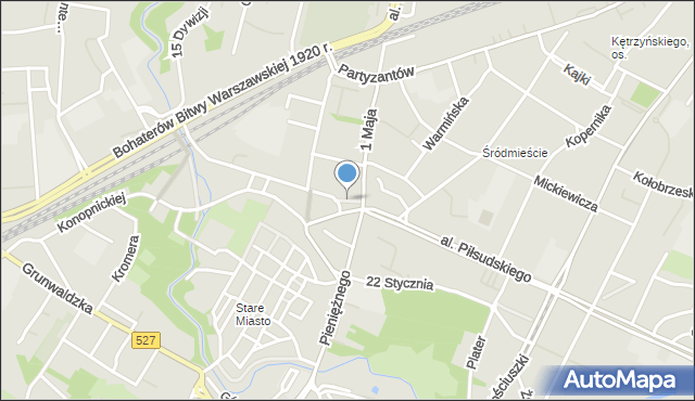 Olsztyn, Plac Jana Pawła II, mapa Olsztyna