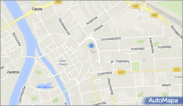 Opole, Plac Kopernika Mikołaja, mapa Opola
