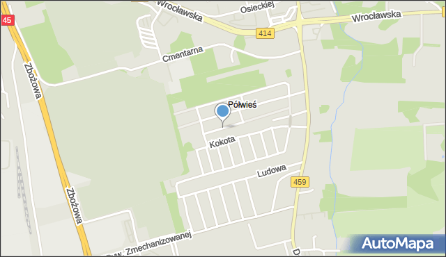 Opole, Plamitzera Antoniego, prof., mapa Opola