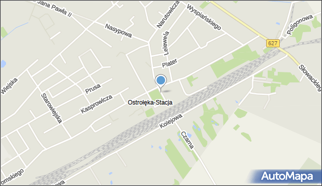 Ostrołęka, Plac Dworcowy, mapa Ostrołęka