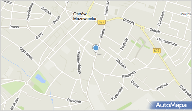 Ostrów Mazowiecka, Plac Waryńskiego Ludwika, mapa Ostrów Mazowiecka