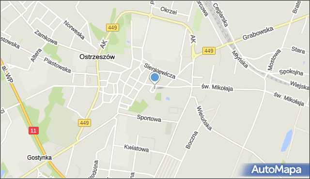 Ostrzeszów, Plac Kazimierza Wielkiego, mapa Ostrzeszów