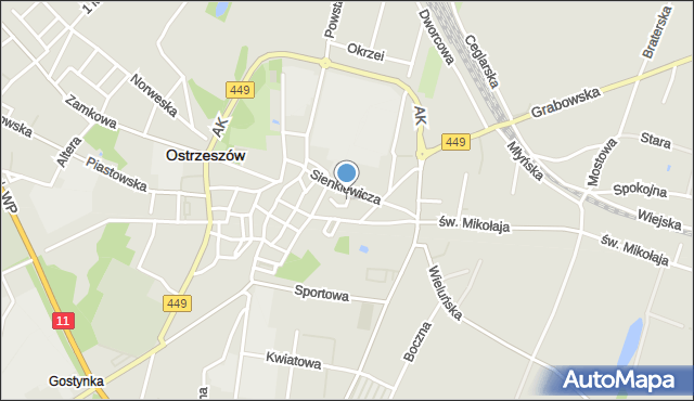 Ostrzeszów, Plac Sienkiewicza Henryka, mapa Ostrzeszów