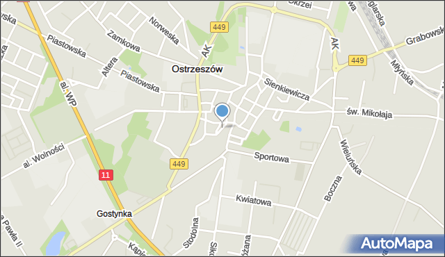 Ostrzeszów, Plac Stawek, mapa Ostrzeszów