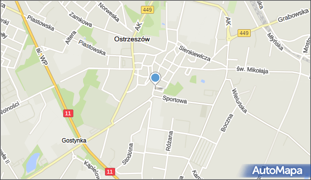 Ostrzeszów, Plac Wodniakowskiego Antoniego Władysława, mapa Ostrzeszów