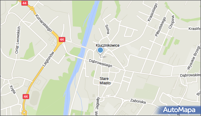 Oświęcim, Plac Skarbka Jana, ks., mapa Oświęcimia